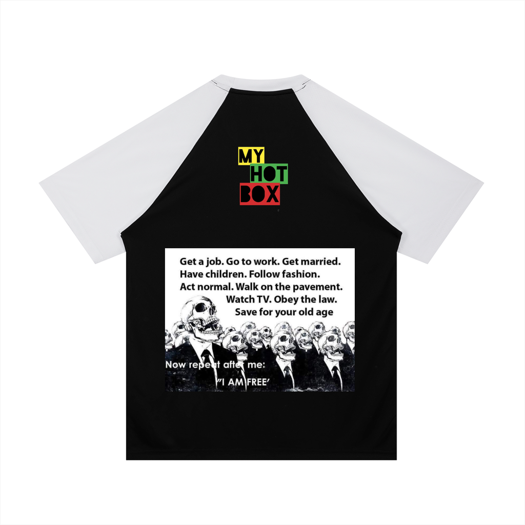 Contrast Raglan Sleeve Mesh T-Shirt